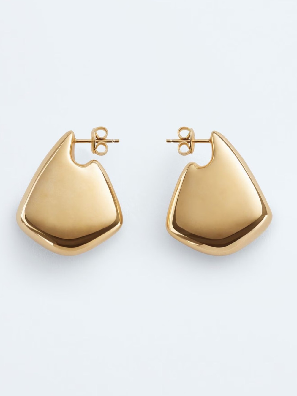 Bottega Veneta Sculpted Gold Stud Earrings Sterling Silver NWT